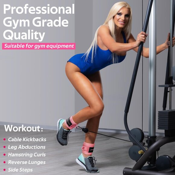 Ankle Resistance Bands, Ankle Bands for Working Out with Cuffs, Ankle Resistance - Picture 4 of 8